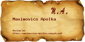 Maximovics Apolka névjegykártya